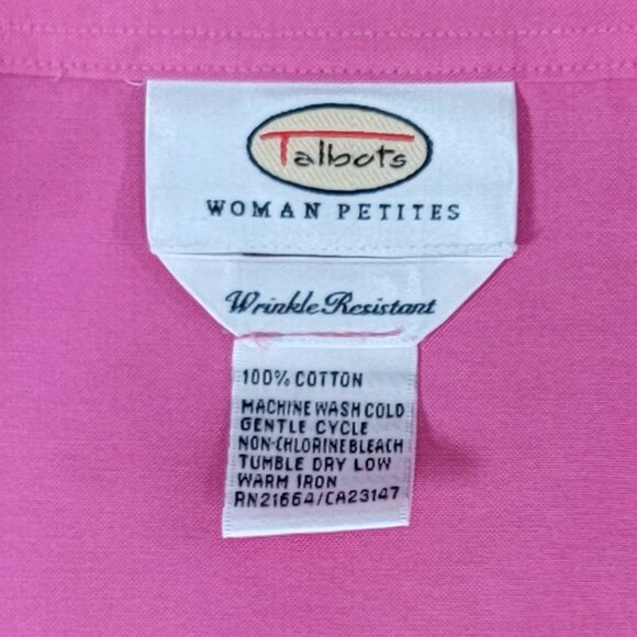 Talbots Wrinkle Resistant Long-Sleeve Pink Cotton Blouse - 24P - Picture 6 of 8